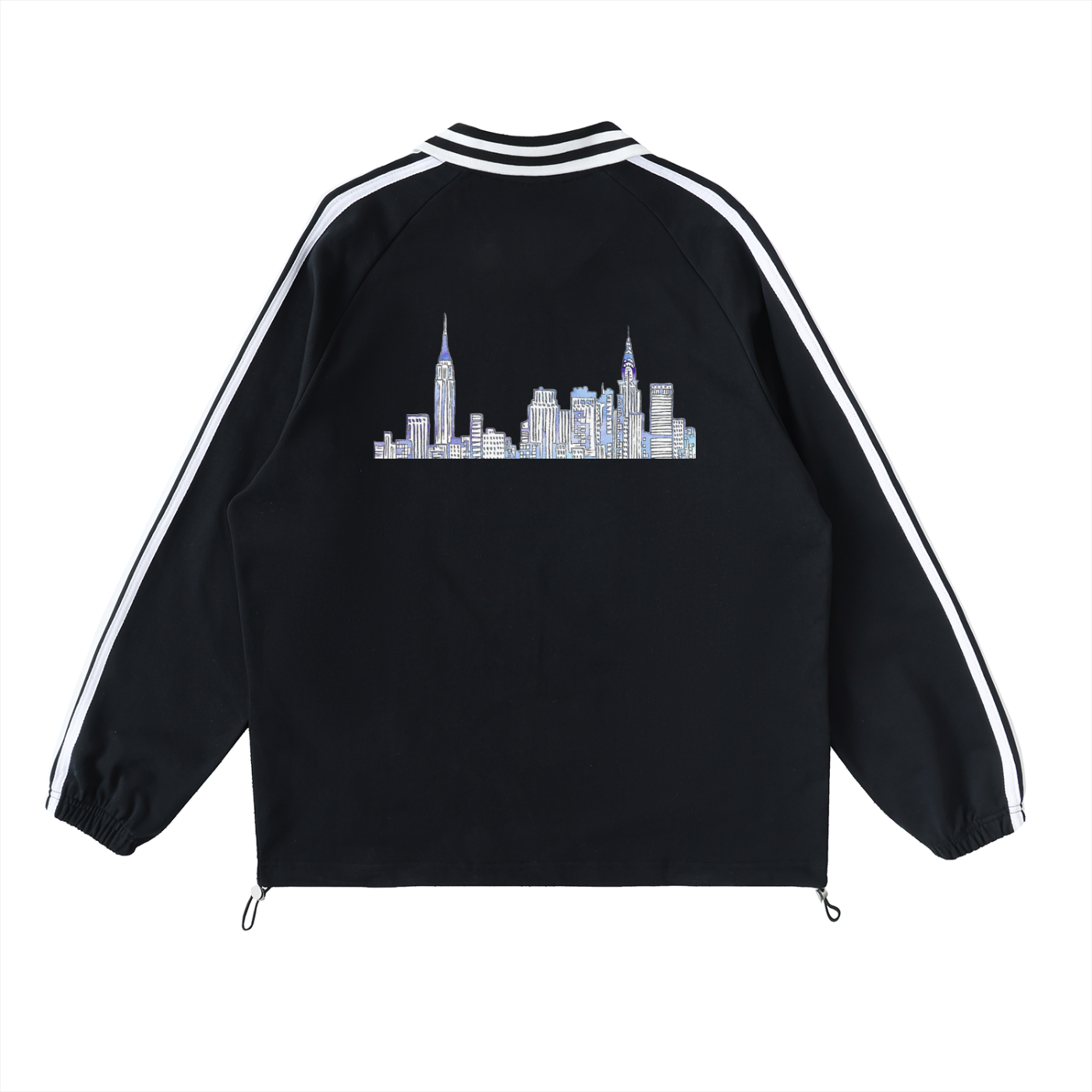 New York Striped Lapel Collar Sweatshirt