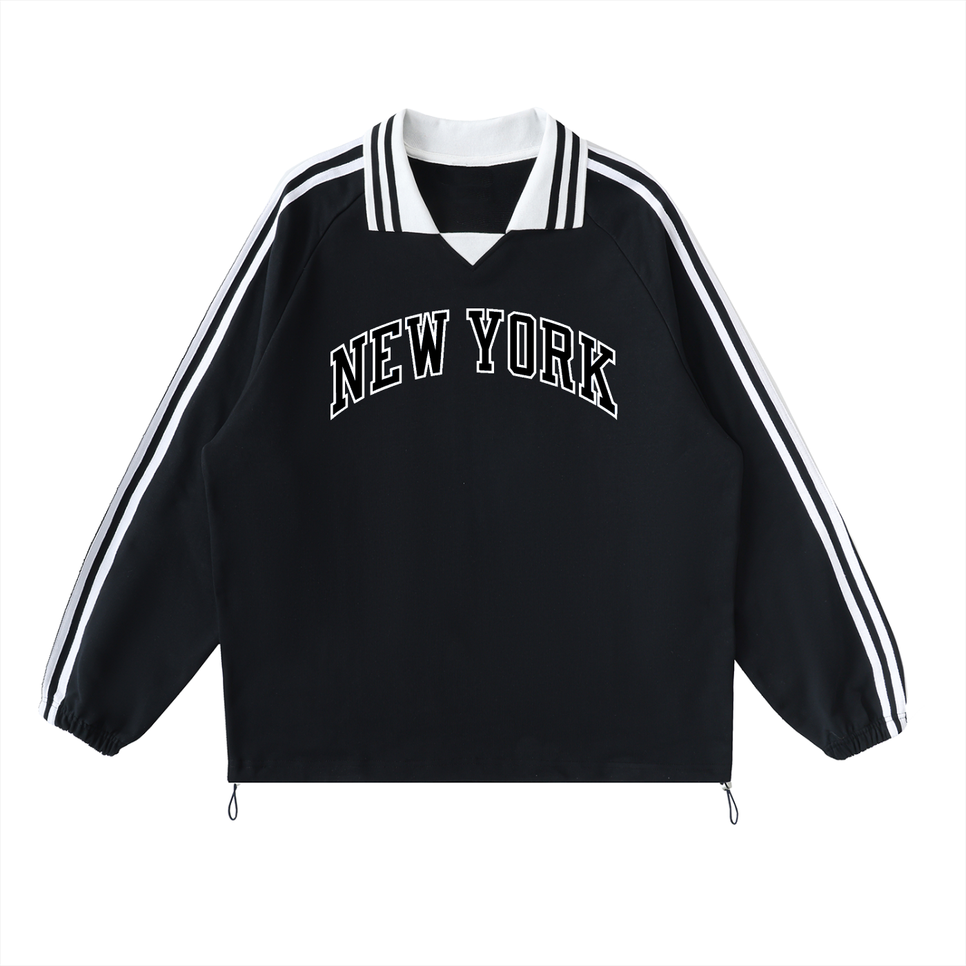 New York Striped Lapel Collar Sweatshirt